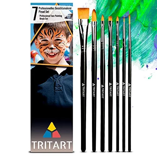Tritart Schminkpinsel Set 7-Teilig - Kinderschminken Pinsel für Fasching Halloween & Theaterschminke