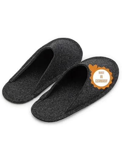Pantoffelmann Gästepantoffel Grau XL 44-46 - Damen-Hausschuhe, stilvoll und faltbar – die atmungsaktiven Pantoffeln aus hochwertigem Wollfilz bieten höchsten Tragekomfort und sind ideal für alle Jahreszeiten.