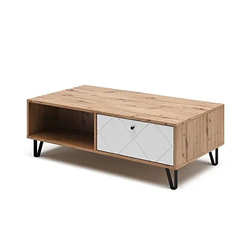 Vicco Couchtisch Nizza - Wohnzimmertisch mit Schublade - Beistelltisch fürs Wohnzimmer mit viel Stauraum, modernes Design und kratzfeste Oberfläche, ideal für Ordnung und Stil in Ihrem Wohnzimmer.
