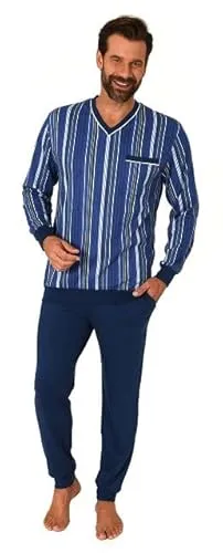 Normann Herren Langarm Schlafanzug mit Streifen in Blau, Größe 48 - Bequemer Langarm Pyjama von Normann in buntem Streifenlook. Die Bündchen sorgen für optimalen Sitz und hohen Schlafkomfort. Hochwertige Markenqualität seit 1903, auch in Übergrößen erhältlich.