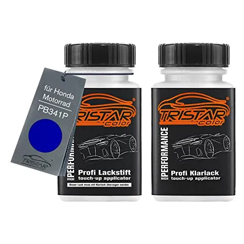 TRISTARcolor Motorradlack Lackstift Set für Honda Motorrad PB341P Pearl Breezy Basislack Klarlack je 50ml