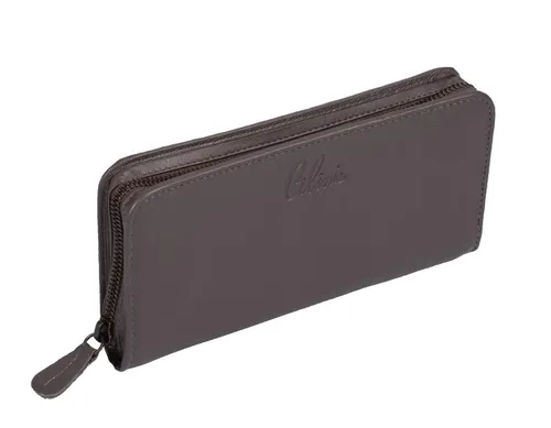 GlücksNugget Geldbörse schicke Geldbörse Damen Leder Portemonnaie CILINIE, grau