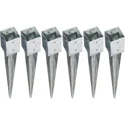 6x Bodenhülse Einschlagbodenhülse 7x7 cm - Pfostenträger & Bodenhülsen, korrosionsbeständig und langlebig, ideal für stabile Verankerungen im Außenbereich.