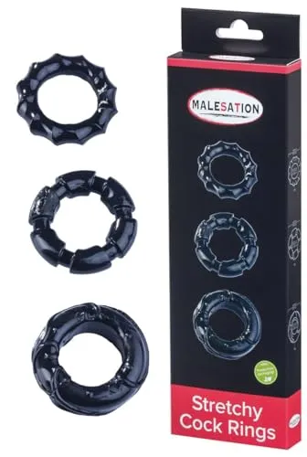 MALESATION Dehnbare Penisringe 3 Stück, 1er Pack (1 x 3 Stück)