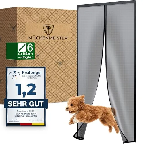 MÜCKENMEISTER Fliegengitter Balkontür (100x220 cm) in schwarz von MÜCKENMEISTER