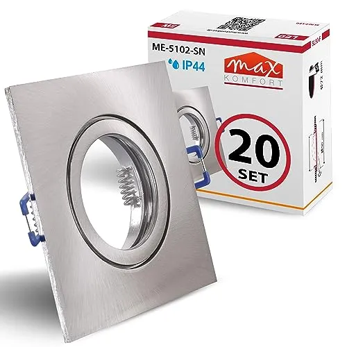 20x Einbaustrahler Bad IP44 - Eisen gebürstet GU10 Fassung - Deckenspots mit IP44 Schutzklasse, ideal für Badezimmer. Hochwertige Verarbeitung und stilvolles Design sorgen für langlebige Nutzung und einfache Installation.