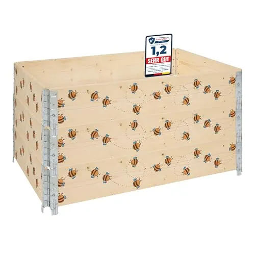 Garronda Holzaufsatzrahmen mit Print – Hochbeete für Pflanzen Blumen Kräuter Obst und Gemüse Aufbewahrungskiste aus Holz mit dekorativem Druck GD-0075 (120x80x20 cm, Biene, 3St)