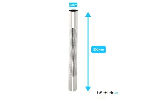 Bächlein Siphon flexibles Wandrohr 32x300mm Chrom, flexibel