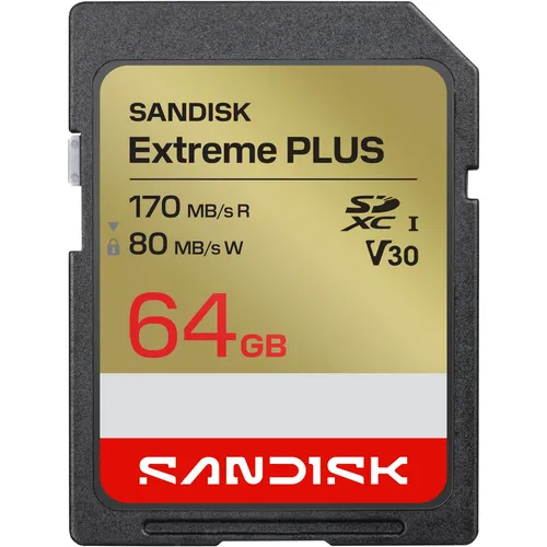 Produktbild SANDISK EXTREME® PLUS SD UHS-I-KARTE, Speicherkarte, 64 GB, 170 MB/s