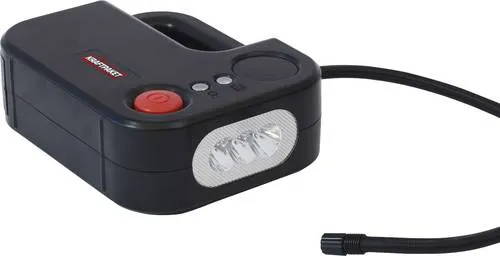 Dino-Kraftpaket Kompressor 136308, 12V, 10 bar, ölfrei - Kompressor für 12V-Betrieb, ideal für unterwegs. Mit LED-Lampe und LCD-Anzeige für Druckwerte, perfekt zum Aufpumpen von Reifen und Luftmatratzen.