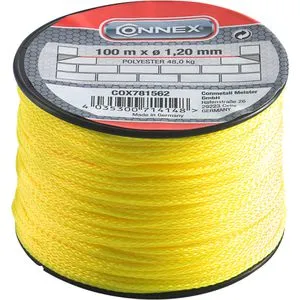 Connex Maurerschnur COX781562, 100m, Ø 1,2mm, geflochtenes Polyester, neongelb
