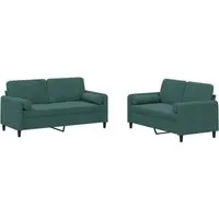 vidaXL 2-tlg. Sofagarnitur Dunkelgrün Samt - Sofas für stilvolles Wohnen: Diese elegante Sofagarnitur überzeugt mit weichem Samt und robustem Gestell, ideal für entspannte Stunden in deinem Zuhause.