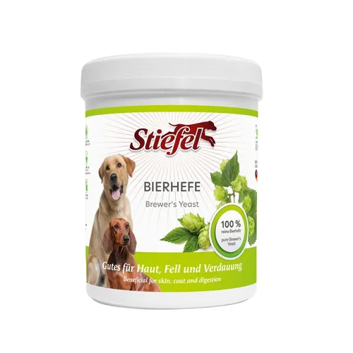 Stiefel Bierhefe für Hunde, 100% naturbelassene Reine Bierhefe, unterstützt beim Fellwechsel, fördert den Stoffwechsel, die Verdauung, Haut- und Haarbild, wertvolle Vitaminen & Spurenelementen, 500g