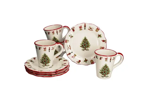 MamboCat Maestro Natale 8tlg Kaffeeset für 4 Personen - 8-teiliges Kaffeeservice mit festlichem Weihnachtsdekor, ideal für gemütliche Feiertage. Aus robuster Keramik, spülmaschinen- und mikrowellengeeignet.