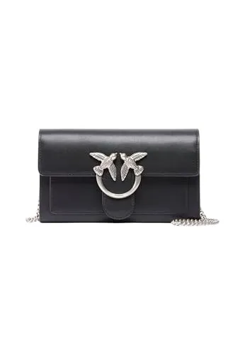 Pinko Love One Geldbörse schwarz 100062-A0F1-Z99O - Elegante Portemonnaie aus fein genarbtem Leder, bietet stilvolle Aufbewahrung für Ihre Wertsachen.