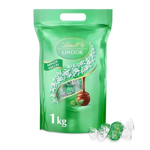 Lindt LINDOR Minze Milch Schokolade Kugeln, 1kg Beutel