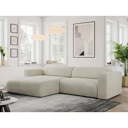 MKS MEBLE Pasadena Ecksofa - Beige Velvet - Sofas & Couches – Modernes L-Form Sofa mit wählbarem Longchair, das Stil, Komfort und individuelle Anpassung vereint. Ideal für ein elegantes Wohnambiente.