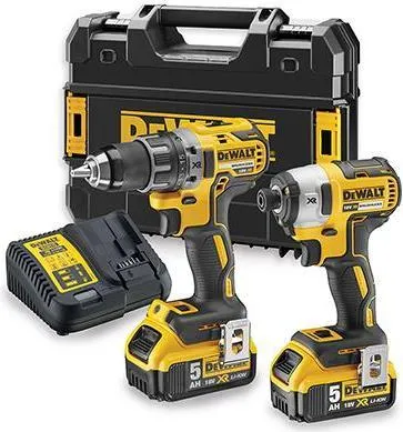 DeWALT DCK268P2T-QW Akku-Kombikit - Akkuschrauber-Set mit bürstenlosem Motor für hohe Effizienz, inklusive DCD791 Bohrschrauber und DCF887 Schlagschrauber, 2 leistungsstarke 5,0 Ah Akkus und TSTAK II Koffer für optimale Mobilität.