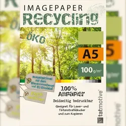 TATMOTIVE Imagepaper Recyclingpapier Öko 100g/qm A5, FSC zertifiziert, geeignet für alle Drucker, 2000 Blatt Kopierpapier Druckerpapier nachhaltig