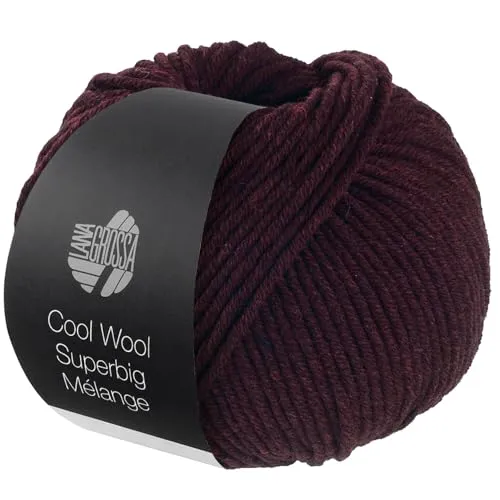 LANA GROSSA Meilenweit Superbig Melange | Extrafeine Merinowolle, waschmaschinenfest und filzfrei | Handstrickgarn aus 100% Schurwolle (extrafine) | 50g Wolle zum Stricken & Häkeln | 80m Garn FB 203