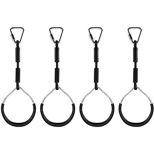 FBSPORT 4 Stück Klettern Ringe für Kinder, Outdoor Indoor Kinder Ninja Ringe zum Aufhängen belastbar bis 160KG, Klettergeräte Schaukeln für Garten