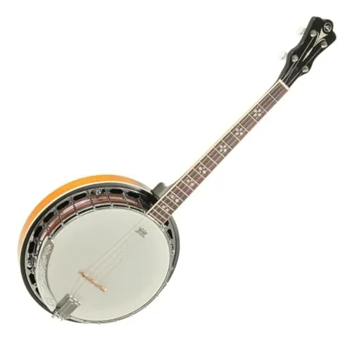 GEWA Premium Banjo 4-saitig - Hochwertiges 4-saitiges Banjo mit Mahagonikessel, Guss-Tonring und geflammtem Ahornresonator, inklusive Koffer – ideal für Musiker, die Qualität und Klang suchen.