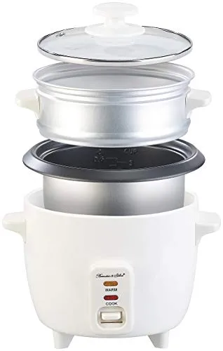 Rosenstein & Söhne Multikocher: Mini-Reiskocher mit Dampfgar-Einsatz - Reiskocher mit 0,5 l Fassungsvermögen, ideal für 2-3 Personen. Genießen Sie vitaminschonendes Garen von Gemüse, Fisch und Fleisch – vollautomatisch und einfach zu reinigen!