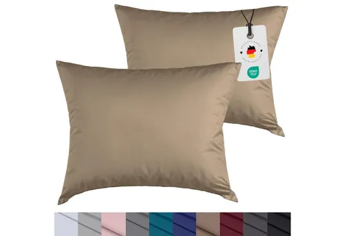 Carpe Sonno Kissenbezug 40x40 40x80 80x80 80x40 2er Set Kissenhülle Mikrofaser Kissenbezug, (2 Stück), Kopfkissenbezug 40 x 40 cm, Uni Braun einfarbig