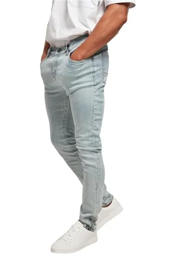 Urban Classics Slim Fit Zip Jeans Lighter Washed 28/32 - Modische 5-Pocket Herren Jeans im Slim Fit, mit Zipper an der Außennaht für einen einzigartigen Look. Ideal für trendbewusste Männer, die Streetwear lieben.