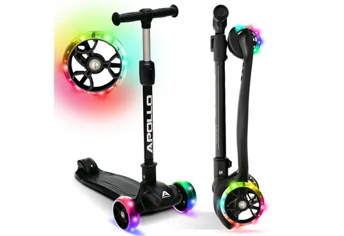 Apollo KidsPro 4 - Klappbarer Kinderroller, höhenverstellbar für Kinder ab 3 Jahren mit LED-Rädern, sicher und stabil bis 60 kg