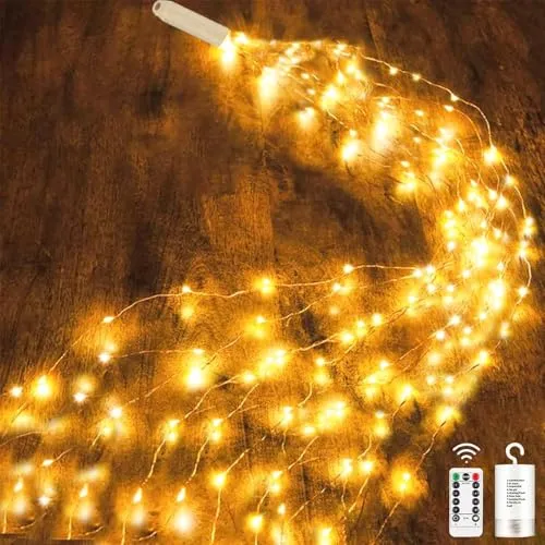Dekofun Lichterschweif 2M 200 LED Weihnachtsbeleuchtung - Weihnachtsbeleuchtung mit 8 Modi, Timer und Fernbedienung. Biegsamer Kupferdraht ermöglicht kreative Formen für festliche Dekorationen, ideal für Innen- und Außenanwendungen.