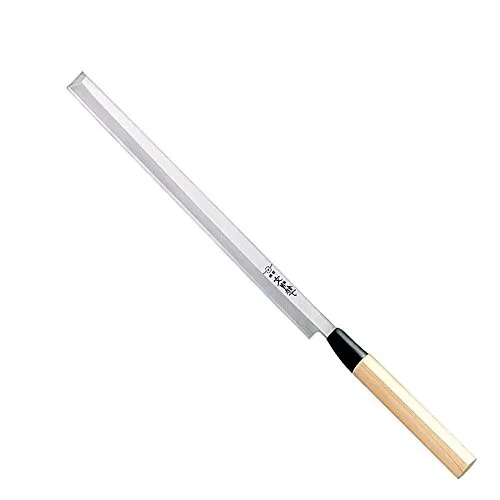 GLOBAL Bunmei 1803/270 Tako Sashimi-Messer 27 cm - Lachsmesser mit 27 cm Cromova 18-Stahlklinge, ideal für Oktopus. Perfekte Balance und Kontrolle dank Honoki-Holzgriff – für Profis und Hobbyköche.
