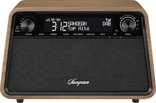 SANGEAN WR-201D Premium Retro-Radio mit DAB, RM, Bluetooth, AUX, dimmbaren LCM-Display, Echtholz-Gehäuse, Walnuss