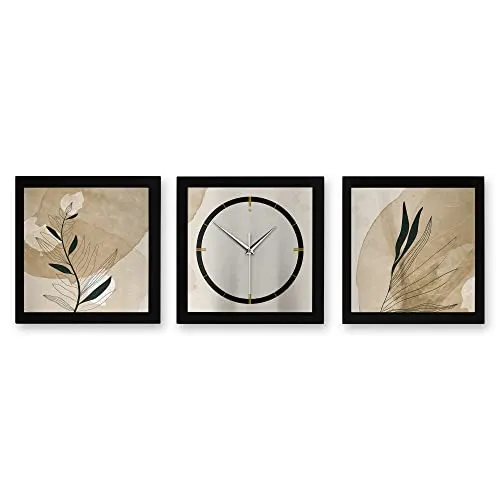 Kreative Feder 3D Designer-Wanduhr Floral Beige