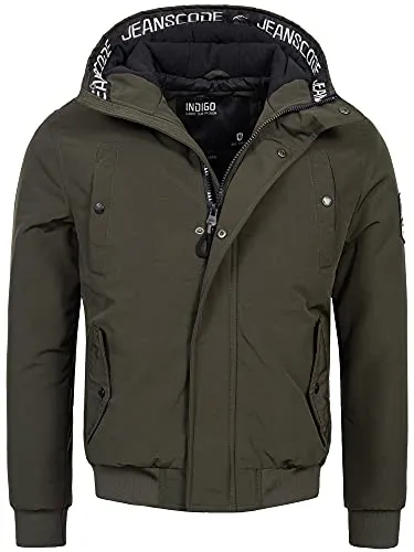 Indicode Herren Albany Jacke mit Kapuze | Stylische Übergangsjacke für Männer in Army, Größe L - Funktionsjacke mit Polar-Fleece-Futter und hochabschließender Kapuze für optimalen Komfort und Wärme in der Übergangszeit.