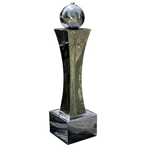 Köhko® Springbrunnen Mars Ø 20 cm mit LED-Beleuchtung - Tischspringbrunnen für den Außenbereich, hochwertig aus Edelstahl V2A mit LED-Beleuchtung, ideal für Terrasse und Wohnzimmer, geschlossener Wasserkreislauf, Pumpe inklusive.