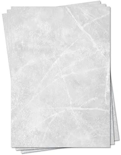 Gastronomie Papier (Grau-Eis-Marmor, DIN A4, 100 Blatt, MPA-5155b) für Speisekarten. Marmoriertes Papier, Marmorpapier zweiseitig bedruckt, für alle Drucker/Kopierer geeignet