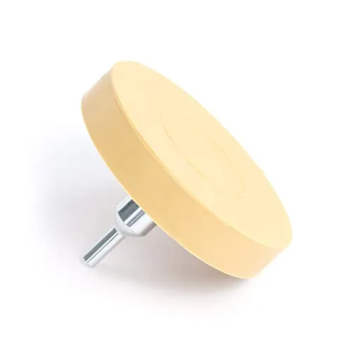 XPOtool Folienradierer Ø 88 mm mit 6 mm Adapter zum Entfernen von Kleberesten, Autoplaketten und Aufklebern, Klebeentferner mit Gummi Radierscheibe für Auto und andere Fahrzeuge