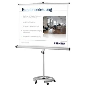 FRANKEN Stativleinwand MOBIL 1:1, 200 x 200 cm - Beamer-Leinwände, höhenverstellbar und mobil mit Rollen für flexible Nutzung in Präsentationen.