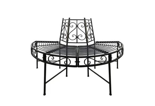 DEMA Gartenbank Portland, Metall schwarz, Ø125cm, bis 150kg - Elegante Rundbank aus Ganzmetall mit dekorativen Verzierungen, ideal für Garten und Park. Leicht und stabil, trägt bis zu 150 kg, perfekt für gesellige Runden.