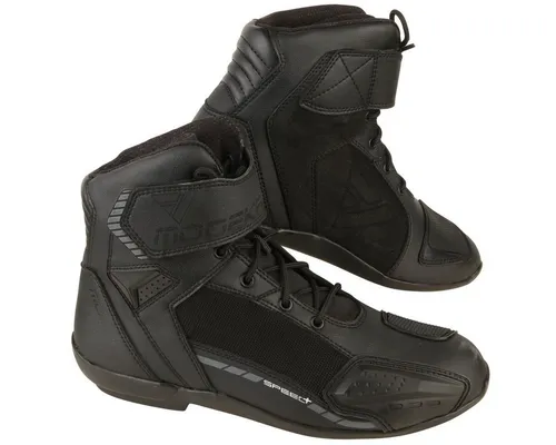 Modeka Kyne Stiefel schwarz/dunkelgrau 38 - Motorradstiefel mit dem Komfort eines Sneakers, inklusive rutschfester Sohle und zertifizierter Sicherheit nach EN 13634:2017 – ideal für den täglichen Einsatz.