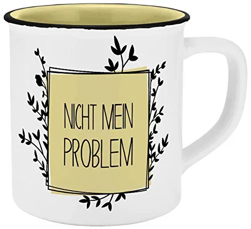 Tasse Nicht mein Problem Emaille-Optik 400ml in gelb von GEDA LABELS