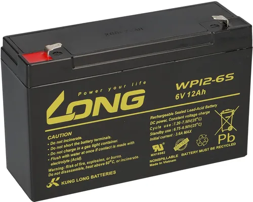 Kung Long Kung Long Akku WP12-6S-M 6V 12Ah AGM Blei Vlies Akku Bleiakkus