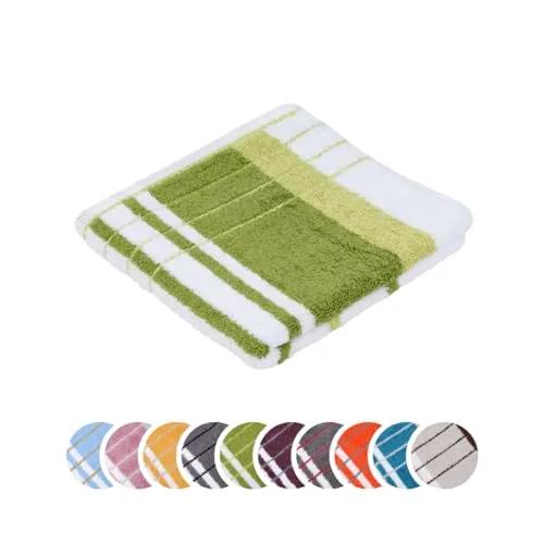 liebling Handtuch, 100% Baumwolle, Serie Potsdam, 50 x 100 cm, 60 Grad waschbar, trocknergeeignet, Farbe: dunkelgrün & Limone