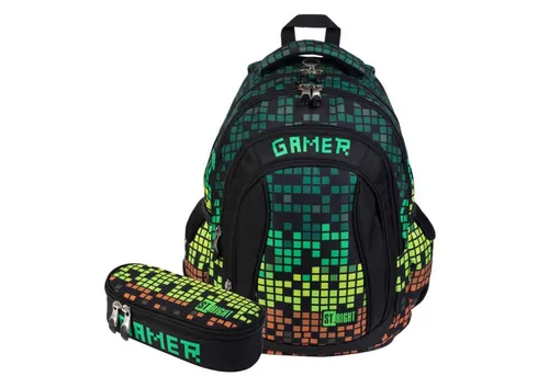 KiddiBex Schulrucksack Jungen - Ergonomischer Gamer Rucksack - Rucksacktaschen für Schüler ab 5. Klasse, wasserabweisend mit 4 Hauptfächern und ergonomischem Design für optimalen Tragekomfort. Inklusive Federmäppchen und Brustgurt.