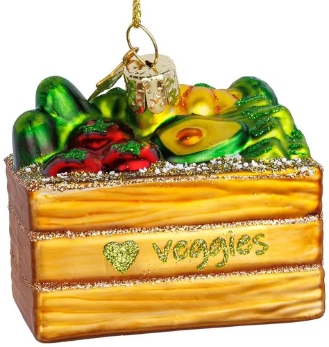 SIKORA Christbaumschmuck Veggie Box besondere Weihnachtskugel Glas Anhänger – BS003, Christbaumschmuck Deko - traditionell, witzig & außergewöhnlich