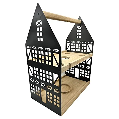 UNUS Home Etagere Weinhaus, 2 Etagen für Weinflasche und Gläser - Serviergeschirr: Elegante Etagere im Weinhaus-Design aus Metall und Bambus, ideal für stilvolle Weinpräsentationen bei jedem Anlass.
