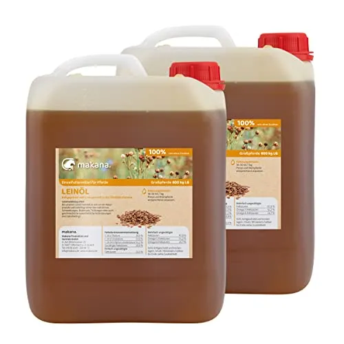 Makana Leinöl für Tiere, kaltgepresst und 100% rein, 2 x 5 l Kanister