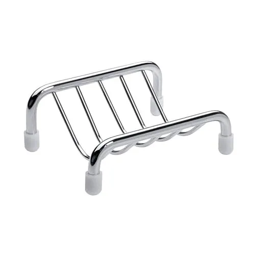 Brillantbad BYTRO Seifenschale für Dusche Waschbecken & Bad WC (Messing poliert 75x95x30 mm) - rutschfester Seifenkorb mit Ablauf freistehend ohne Bohren - Seifenablage & Soap Holder mit Abtropfgitter