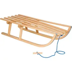 Holzschlitten Kinderschlitten mit Zugseil 90x32 cm Buchenholz Schlitten - Naturbelassen
